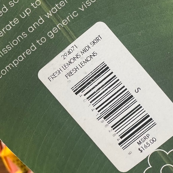 Farm Rio Fresh Lemons Midi Skirt Small NWT $165 Bright Vacation Fruit Novelty - Picture 2 of 10